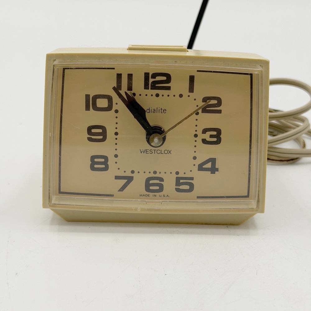 Westclox Bold II Drowse Dialite Alarm Clock Beige Vintage MCM Model 22192 USA